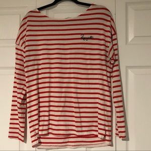 H&M Romantic red and white striped long sleeve tee